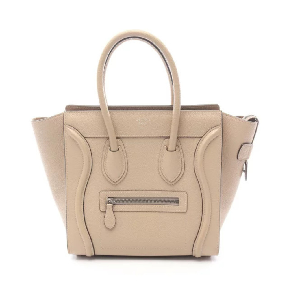 Celine Luggage Tote Shopper Tote Bag Leather Beige Cream